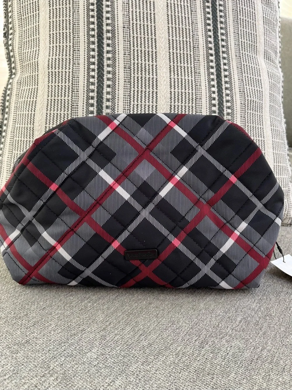 Vera Bradley NWT Large Cosmetic Bag Paris Plaid Holiday Gift Travel Easy Care